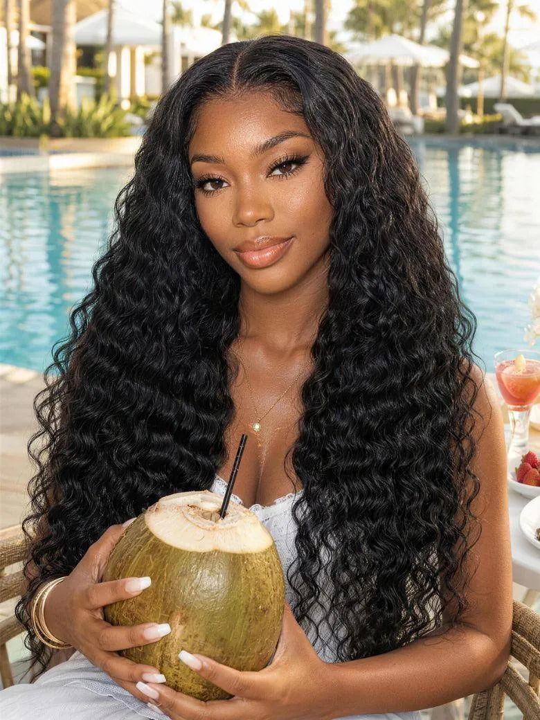 20" 13x4 Bye Bye Slip™ Lace Frontal Soft Water Wave Glueless Wig with Fluffy Loose Curly Ends