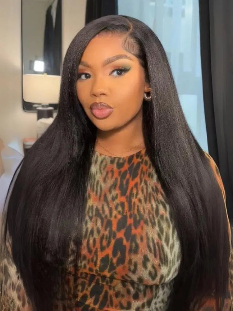 UNice Natural Black 4x4 Lace Closure With 3Pcs Yaki Straight Bundles