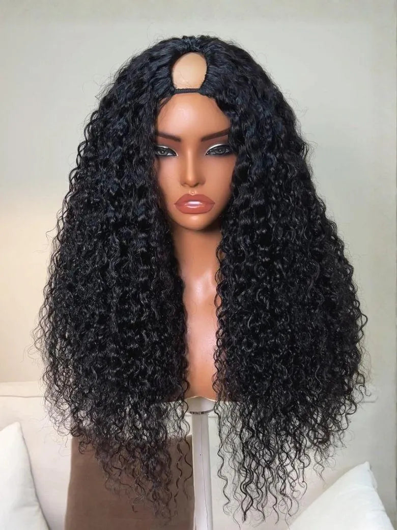 UNice 2-in-1 Straight to Curly InvisiBlend™ V Part Human Hair Wig for Natural Blend