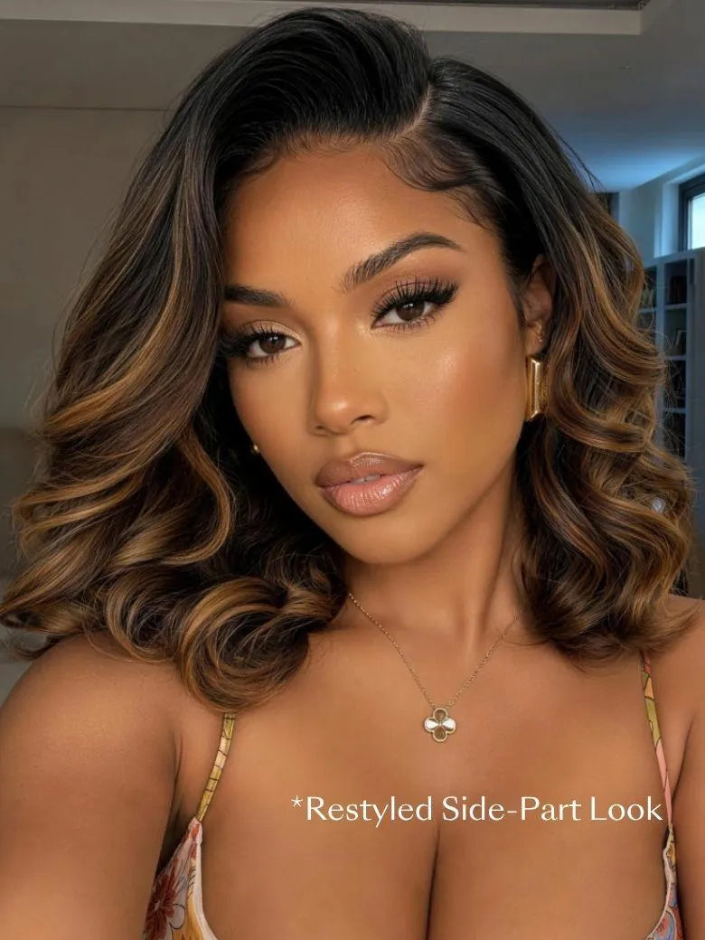 UNice 7x5 Bye Bye Slip™ Lace Balayage Highlights Body Wave Bob Wig with Invisi Drawstring