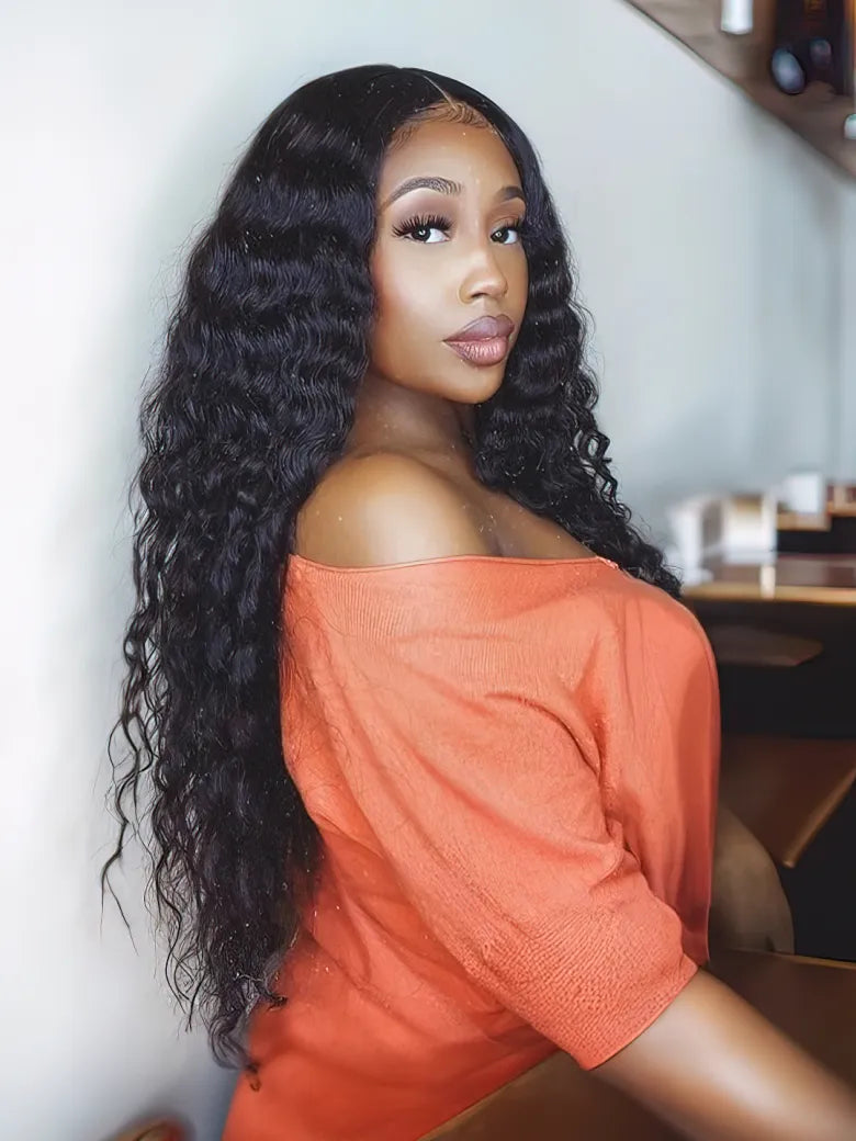 UNice Undetectable HD Lace 5x5 Closure with 3 Deep Wave Bundles