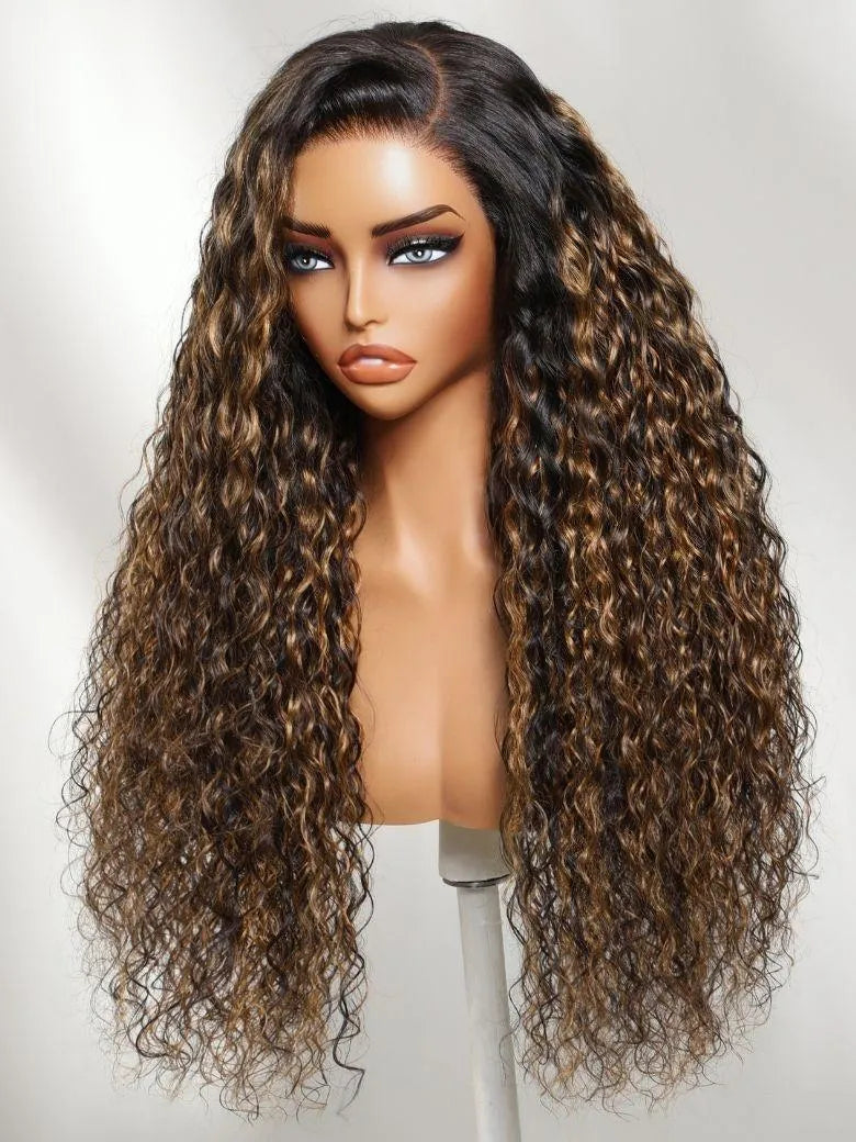 UNice 7x5 Bye Bye Slip™ Lace Balayage Highlights Water Wave Wig with Invisi Drawstring