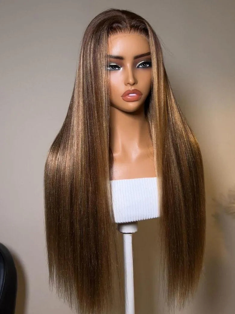 UNice Bronde With Honey Blonde Highlights Yaki Straight Wig Bye-Bye Slip™ 13×4 Lace Closure Glueless Glam-Ready Smooth Confident Finish
