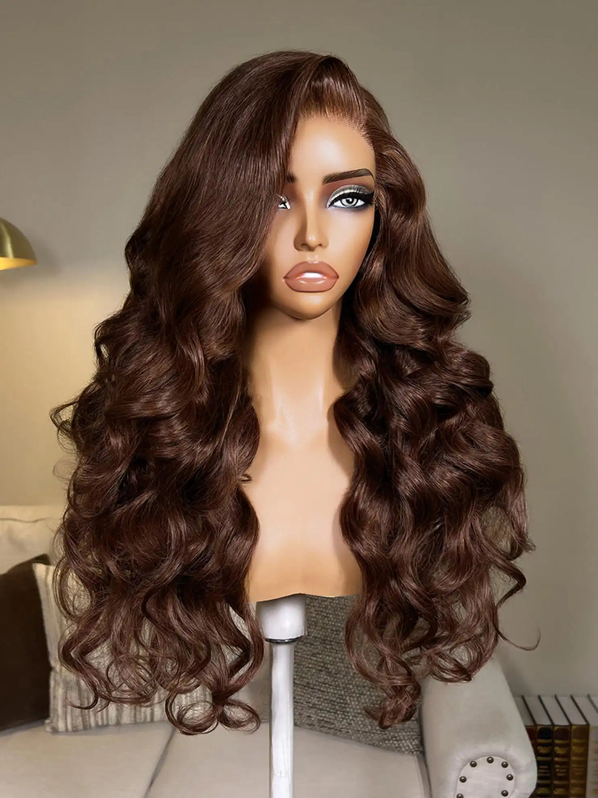 UNice Dark Auburn Brown Side Part Body Wave Bye-Bye Slip™ 7x5 Lace Easy-to-Wear Human Hair Wig