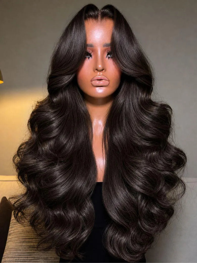 UNice Espresso Brown Body Wave Bye-Bye Slip™ 7x5 Lace Human Hair Wig with with Voluminous Layers & Bouncy Curls