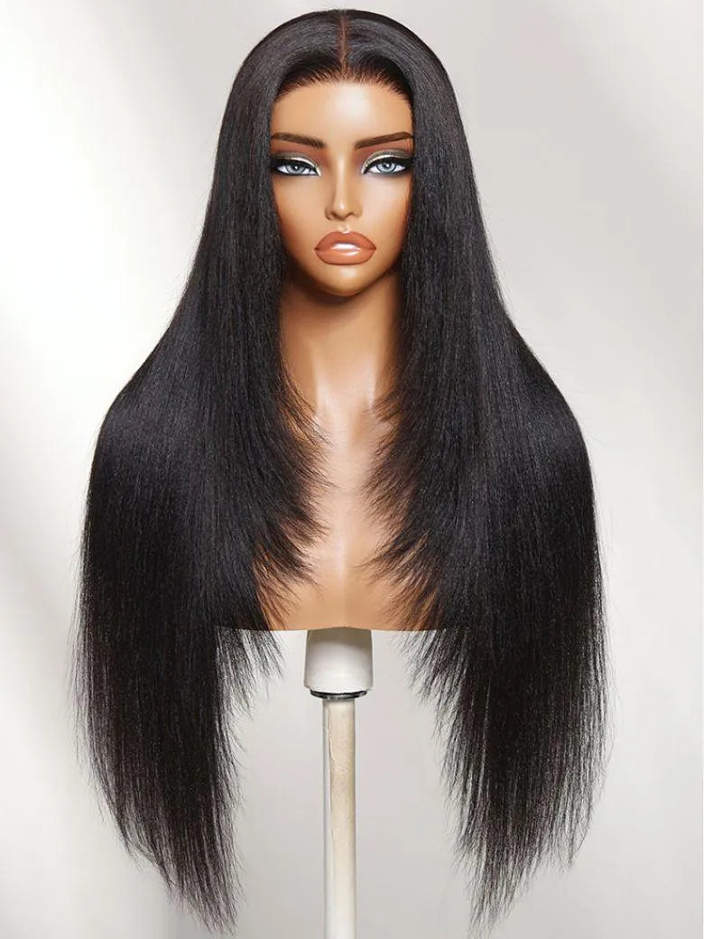 UNice Yaki Straight Layered Bye-Bye Slip™ 7x5 Lace Glueless Human Hair Wig for Beginners