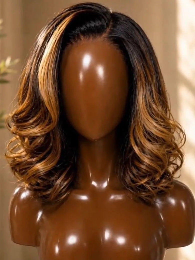 UNice Brown Balayage Body Wave Bob Bye-Bye Slip™ Glueless Human Hair Wig with Drawstring