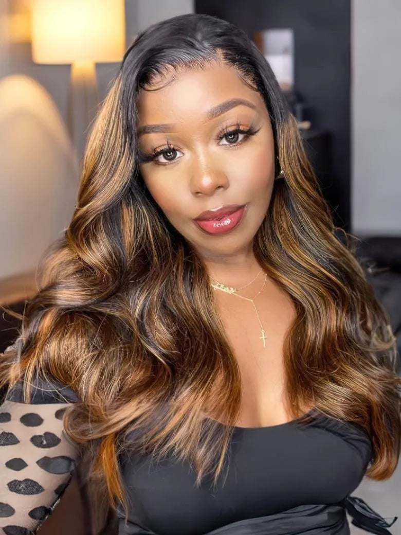 UNice Classic Brown Highlight 4Pcs Human Hair Body Wave Bundles