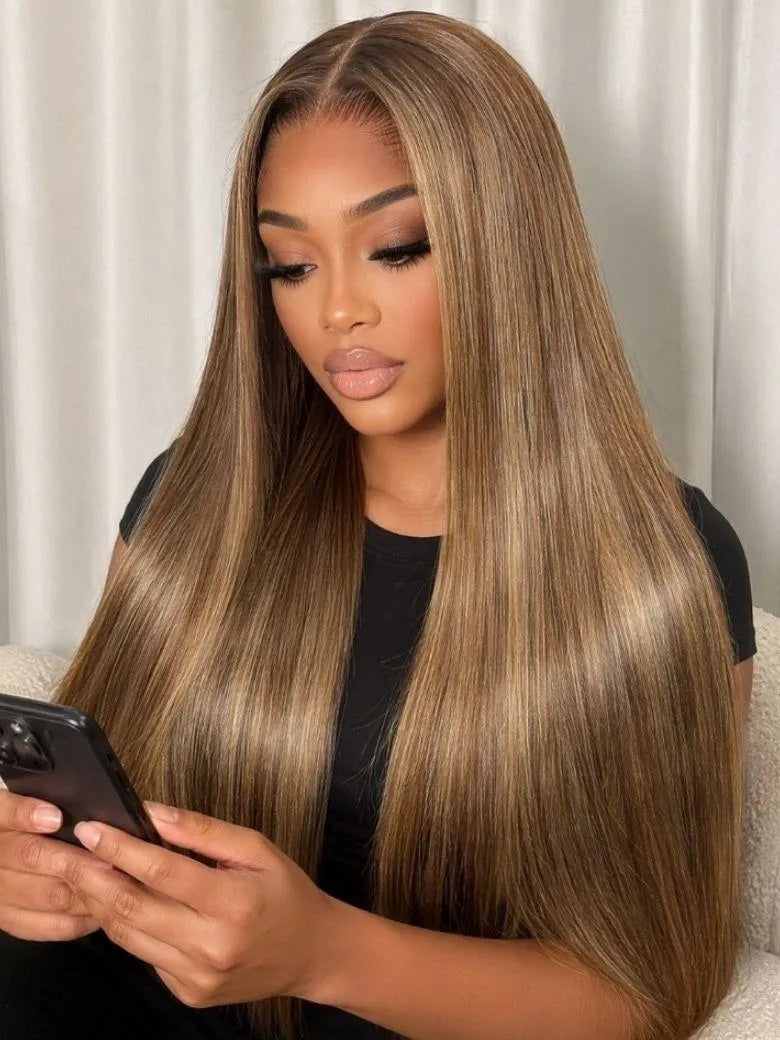 UNice Bronde With Honey Blonde Highlights Yaki Straight Wig Bye-Bye Slip™ 13×4 Lace Closure Glueless Glam-Ready Smooth Confident Finish