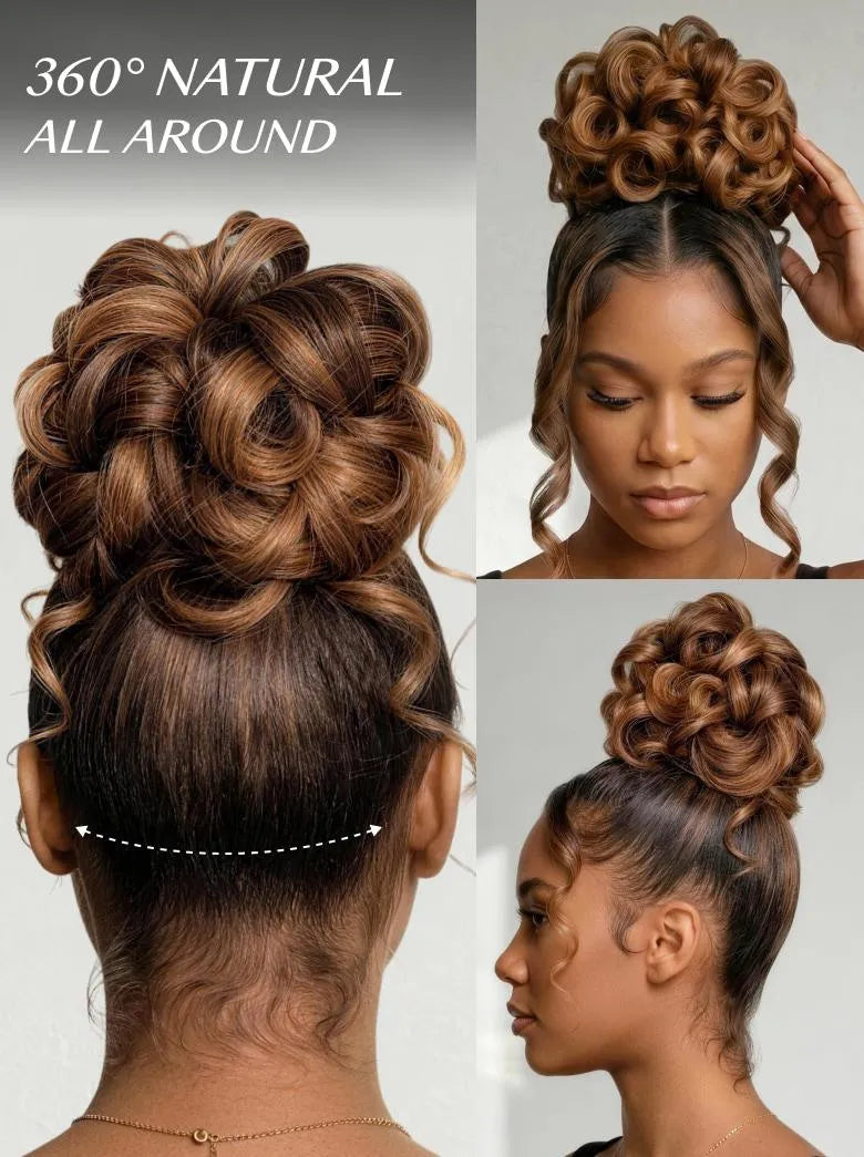 UNice 360 HD Lace Pre-plucked Luxury Raw Virgin Hair Caramel Brown With Money Piece Highlights Body Wave Wig