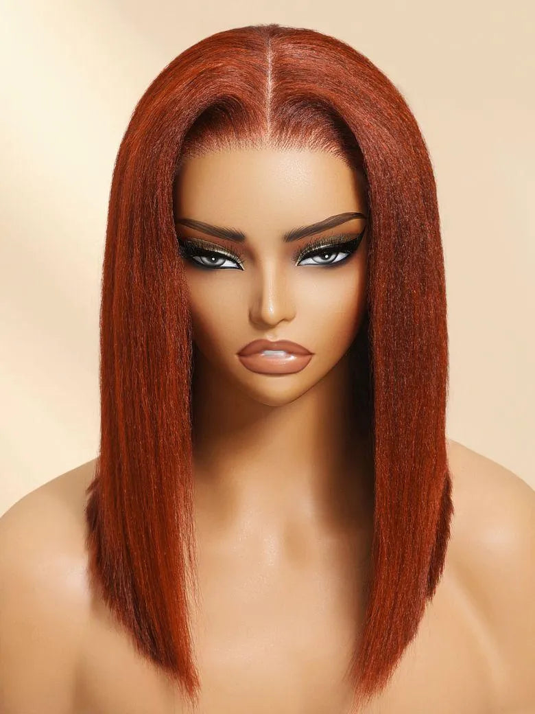 UNice Bye-Bye Slip™ 7x5 Lace Reddish Brown Yaki Bob Wig