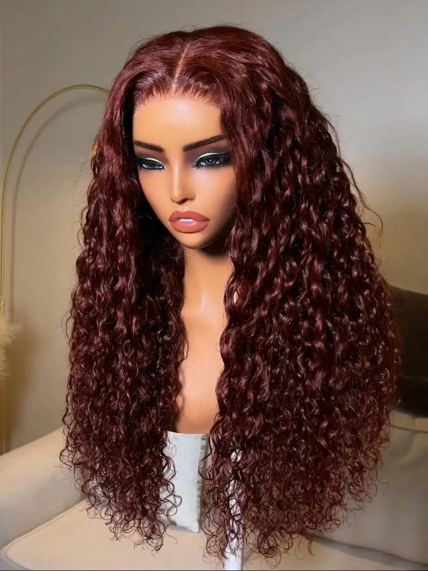 UNice Reddish Brown Water Wave Wig Bye-Bye Slip™ 7×5 Lace Closure Glueless Glam-Ready Vibrant Flowing Waves Vacation Style