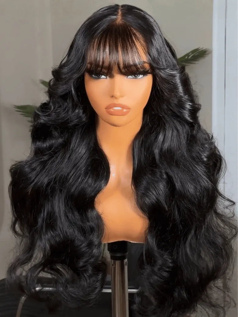 UNice Fluffy Loose Wave Wispy Bangs Bye-Bye Slip™ Glueless Secure Drawstring Human Hair Wig