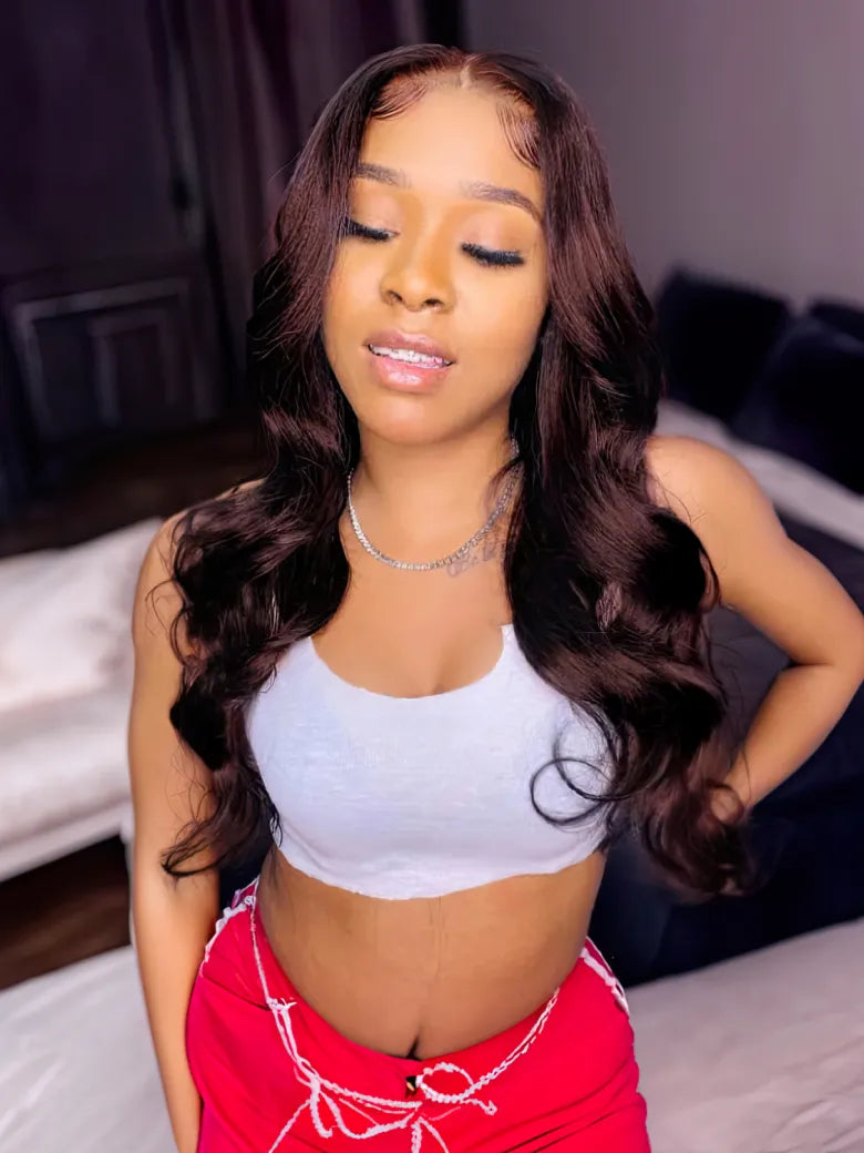UNice Hair Dark Brown Color Human Hair 1 Bundle #2 Color Body Wave Straight