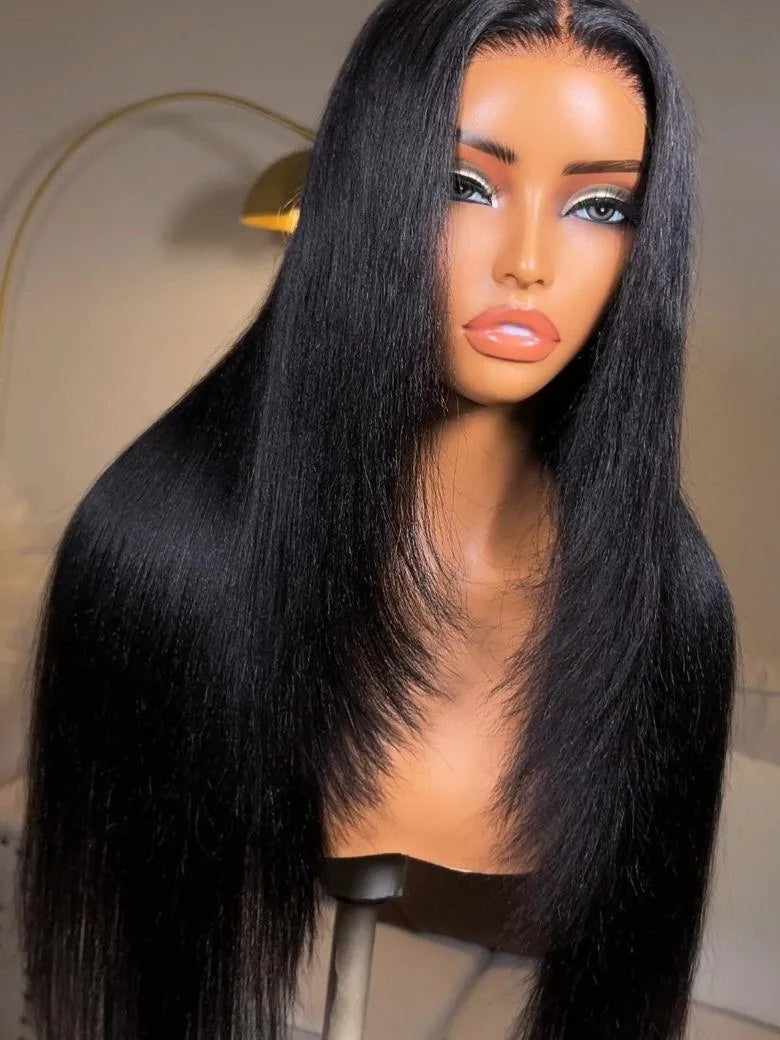 UNice Yaki Straight Layered Bye-Bye Slip™ 7x5 Lace Glueless Human Hair Wig for Beginners