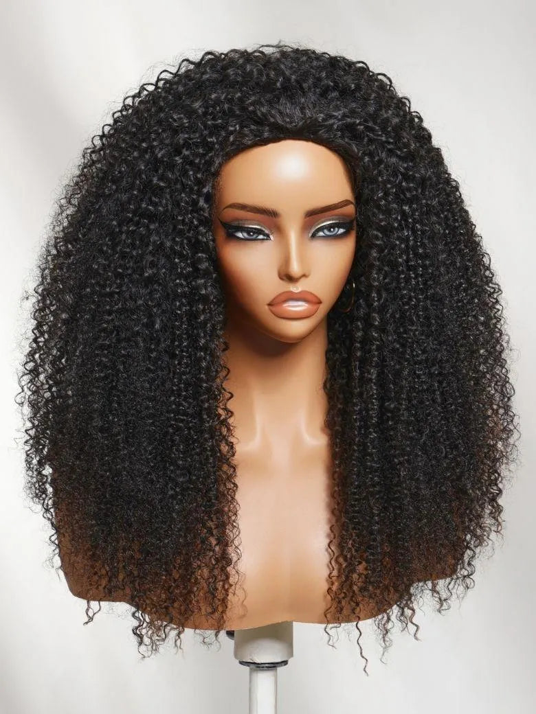 [ Price Drop ] UNice Versatile 2-in-1 Black to Brown Ombre Turn-Around Kinky Curly Half Wig Glueless for Beginners