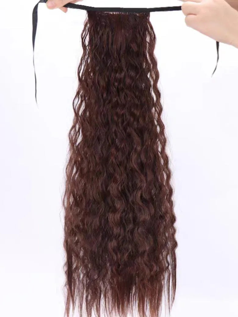 UNice Machine-Made Dark Brown Deep Wave Clip-In Ponytail Extension