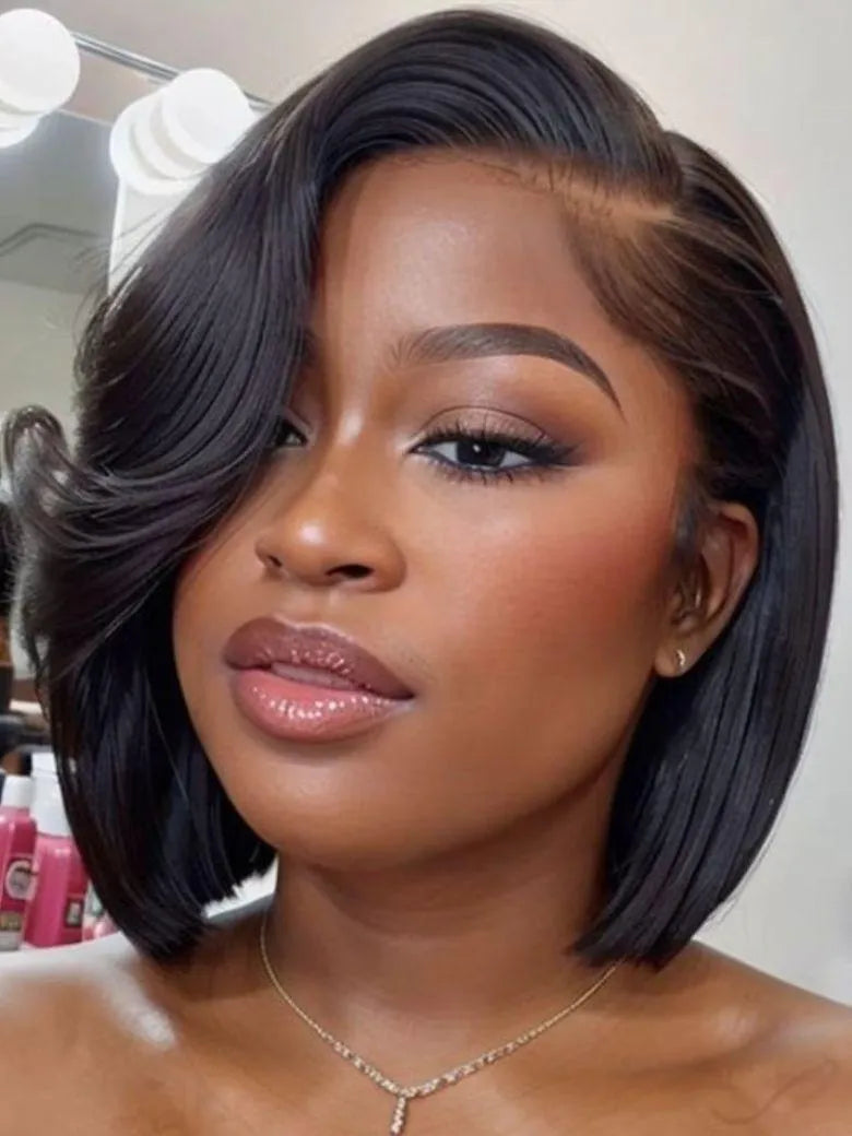 Bye-Bye Slip™ 7x5 Lace Side Part Layered Wig With Side-Swept Bangs with Invisible drawstring 150% Density