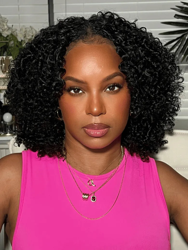 UNice Kinky Curly InvisiBlend™ V Part 180% Density Human Hair Wig for Protective Style and Natural Blend