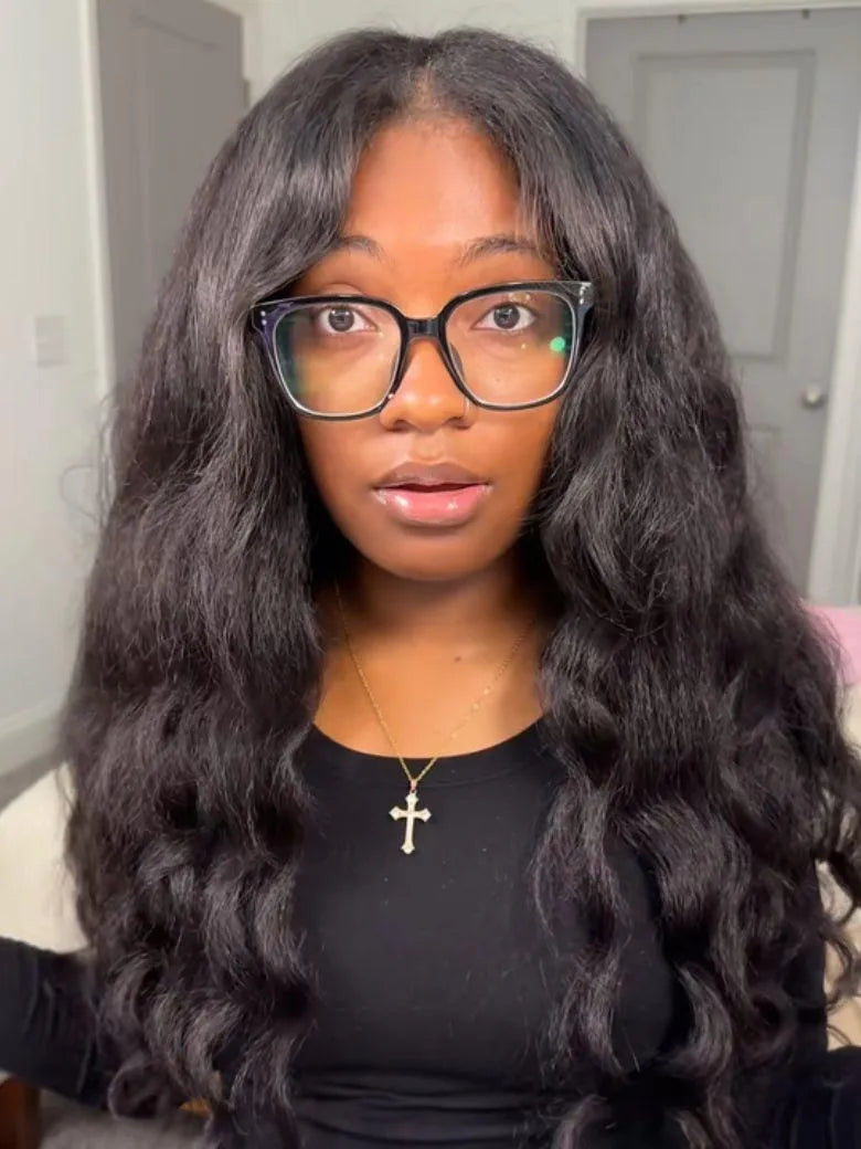 UNice Kinky Straight InvisiBlend™ V Part Human Hair Wig with Minimal Leave-Out for Protective Style