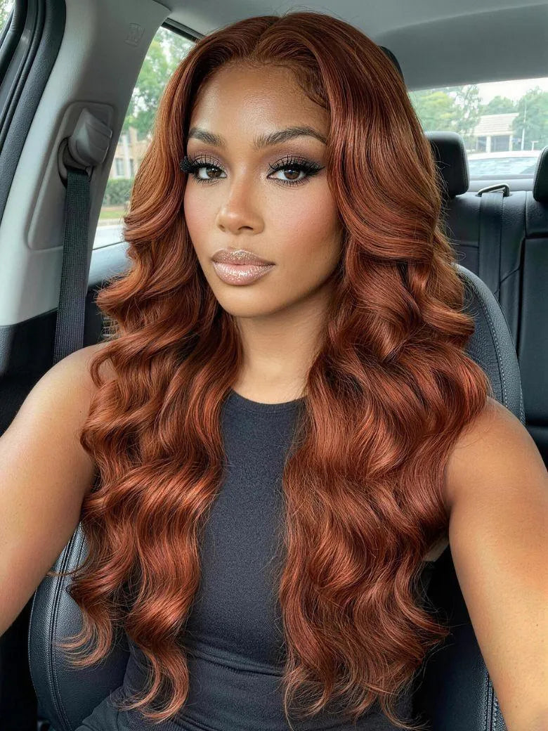 UNice 7x5 Bye Bye Slip™ Lace Auburn Copper Brown Body Wave Drawstring Wig Beginner Friendly