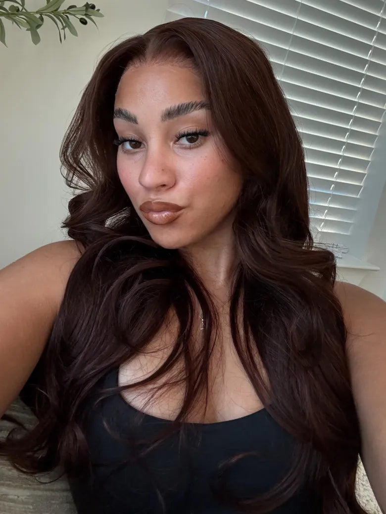 UNice Auburn Brown Loose Wave Pre-Everything™ Lace Front Human Hair Wig with Adjustable Drawstring