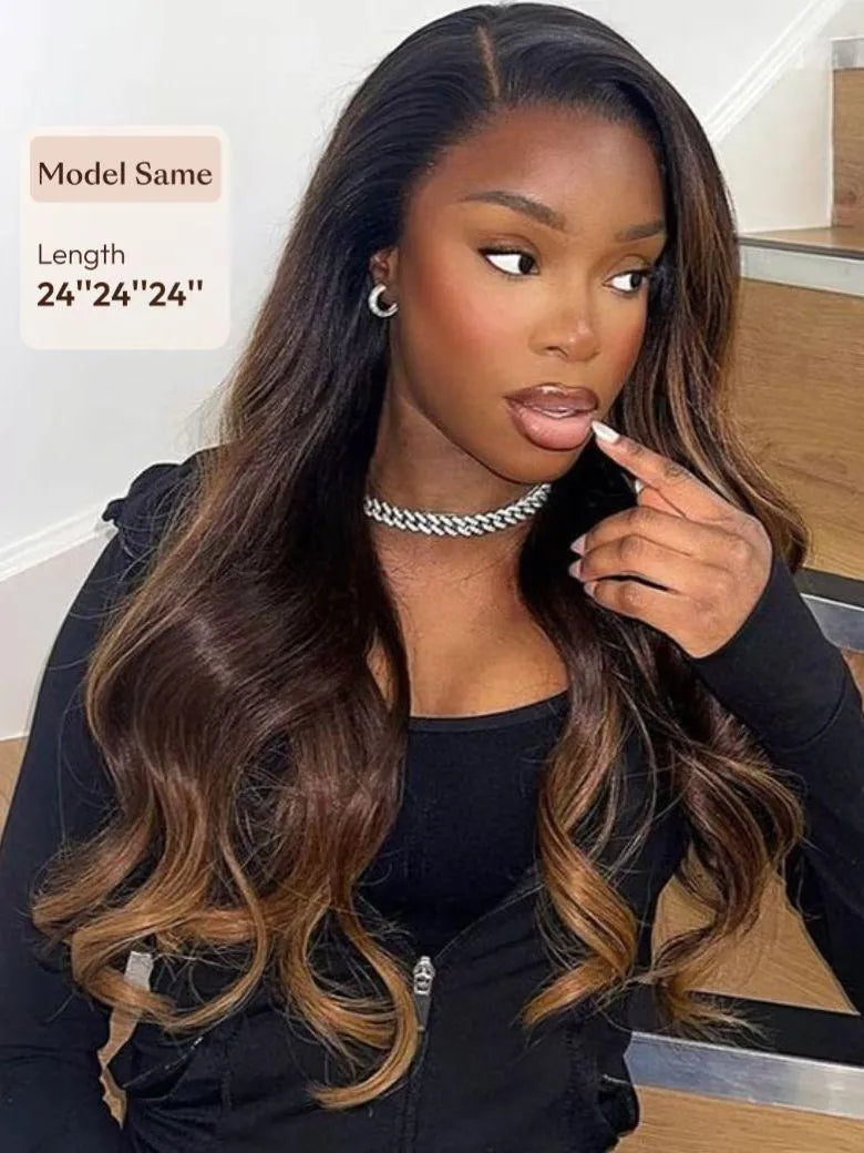 UNice Chestnut Brown Ombre 3 Pcs Body Wave Human Hair Bundles