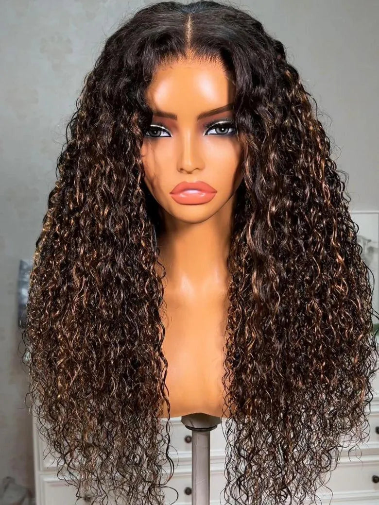 UNice Balayage Highlights Water Wave Curly Wig Bye-Bye Slip™ 13x4 Lace Front Glueless Wig with Subtle Everyday Glam