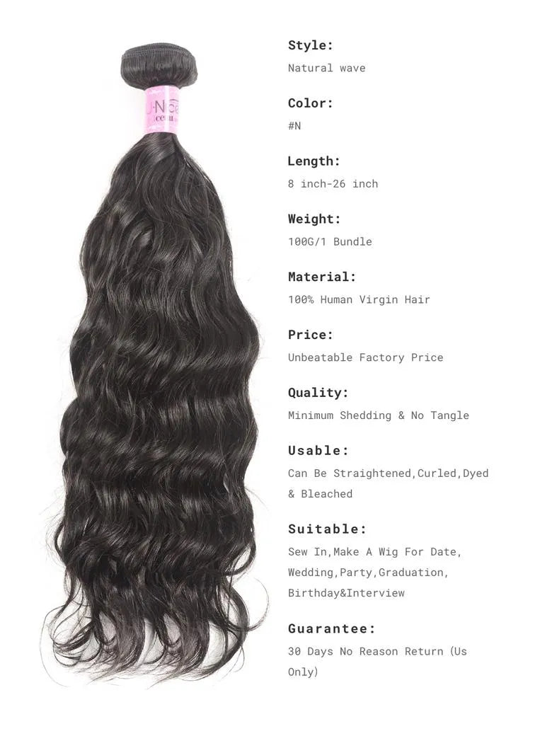 UNice Hair Icenu Series Hair Products 1Bundle Virgin Human Hair Natural Wave