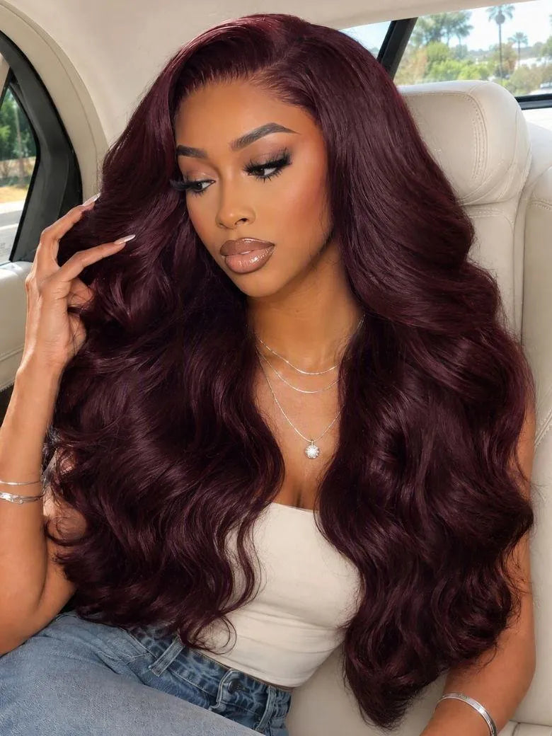 UNice Black Cherry Voluminous Curls Wig With Side-Swept Bangs Bye-Bye Slip™ 7×5 Lace Closure Glam-Ready Bouncy Blowout Waves Camera-Ready