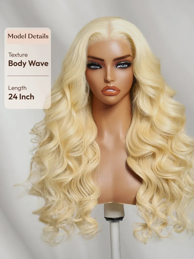 UNice 13x4 Bye Bye Slip™ Lace Frontal 613 Blonde Straight/ Body Wave Glueless Wig with Invisi Drawstring For Beginners
