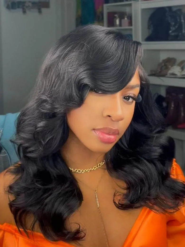 UNice 7x5 Lace Bye-Bye Slip™ Wig Feathered Layer Left Side Part 200% Density Wig with Flexible Drawstring 100% Human Hair