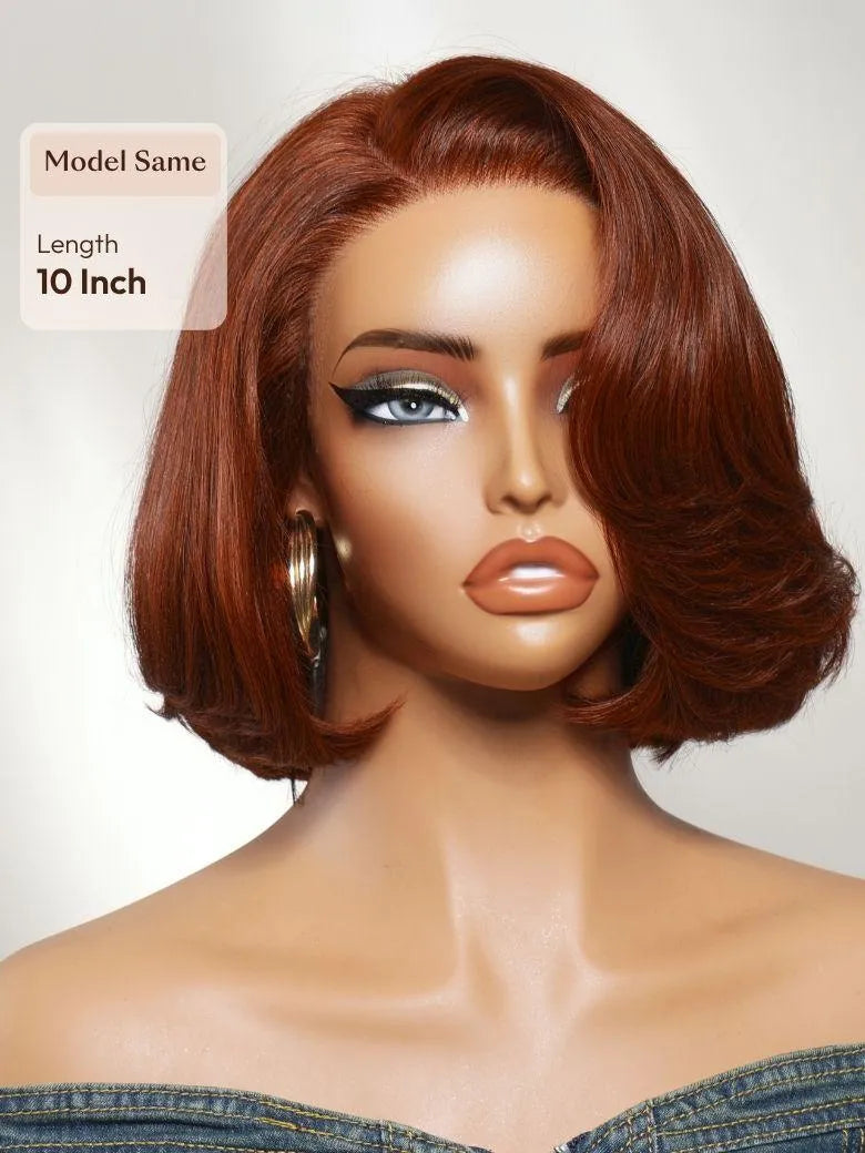 UNice 7x5 Bye Bye Slip™ Lace Copper Auburn Side Part Blowout Bob Glueless Wig with Invisi Drawstring