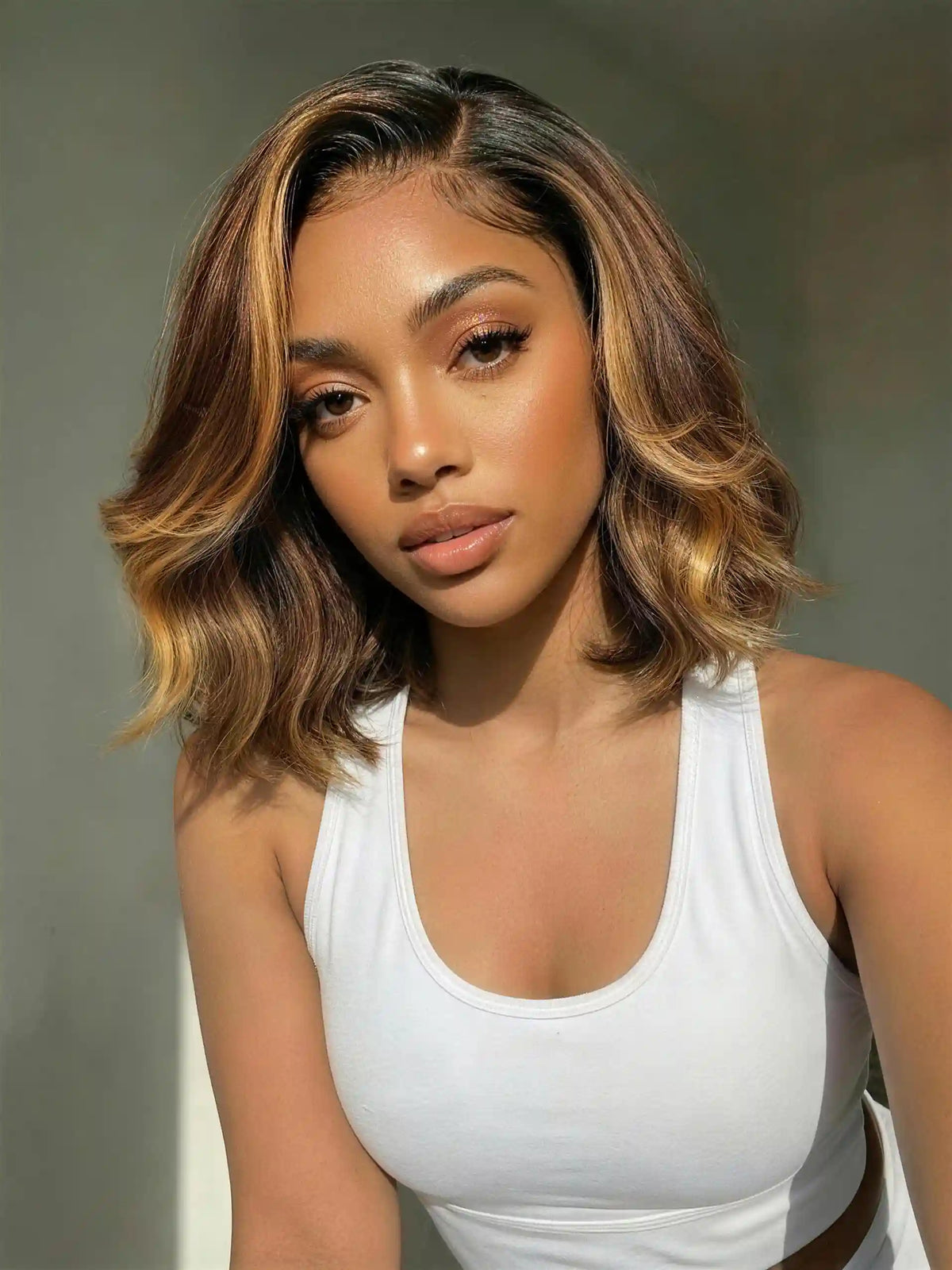 UNice Honey Blonde Pre-Styled Wavy Bob Bye-Bye Slip™ Glueless Lace Human Hair Drawstring Wig