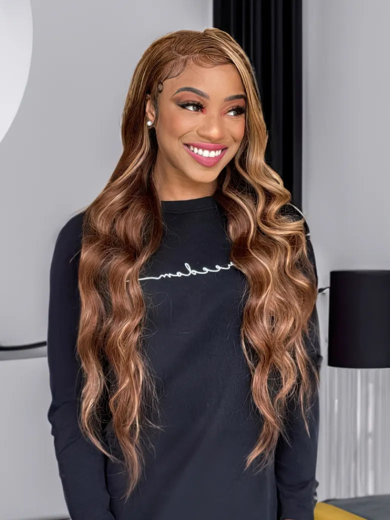 UNice Honey Blonde Piano Highlighted Body Wave 3Pcs Bundles With Closure Deal