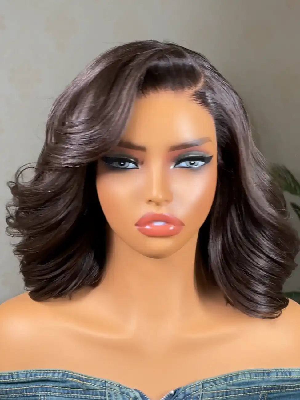 UNice Bye-Bye Slip™ 7x5 Lace Glueless Dark Chocolate Brown Side Part Yaki Straight Bob Wig with Invisi Drawstring Can Be Heated