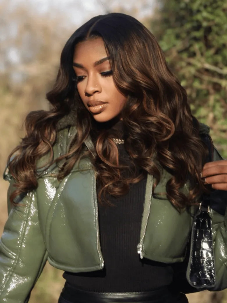 UNice Brown Balayage 4x4 Lace Closure With 3Pcs Body Wave Bundles