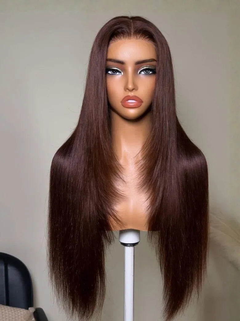UNice Auburn/Red Brown Layered Straight Wig Bye-Bye Slip™ 13×4 Lace Frontal Glueless Glam-Ready Luxe Layers Head-Turning Color