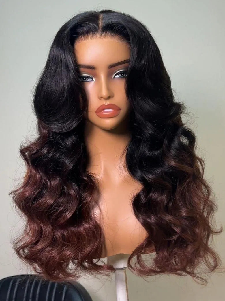 UNice Cinnamon Brown Ombre Body Wave Wig Bye-Bye Slip™ 13×4 Lace Front Glueless Glam-Ready Rich Warm Tone Polished Look