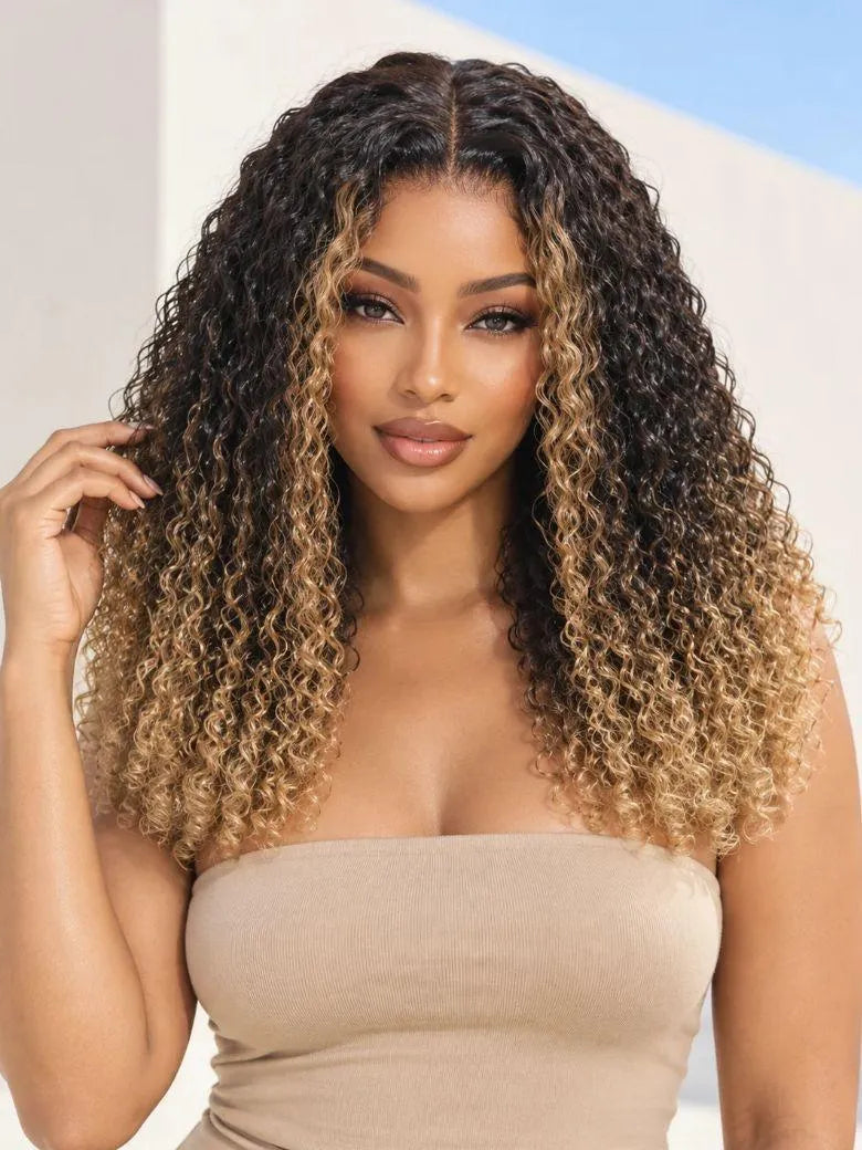 UNice Honey Blonde Ombre Burmese Curly Wig With Defined Colis Bye-Bye Slip™ 7x5 Lace Closure Beginner-Friendly Glueless Wig