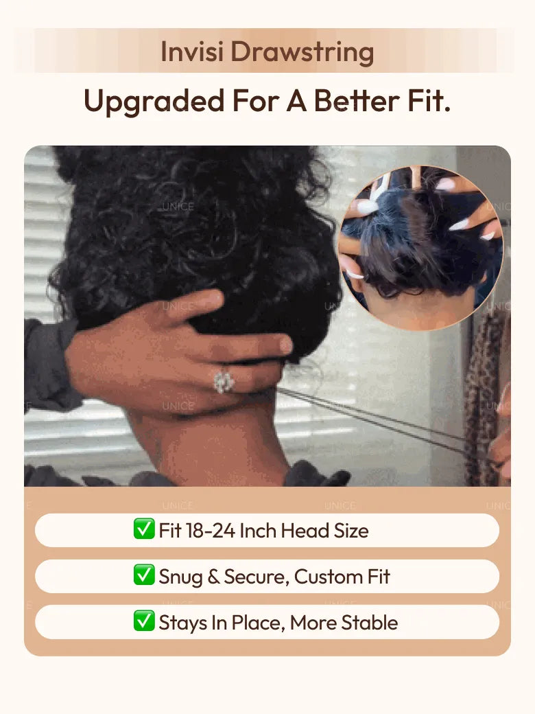 UNice 7x5 Bye Bye Slip™ Lace Black with Golden Brown Highlights Yaki Straight Wig with Invisi Drawstring