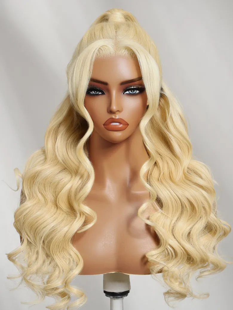 UNice 13x4 Bye Bye Slip™ Lace Frontal 613 Blonde Straight/ Body Wave Glueless Wig with Invisi Drawstring For Beginners