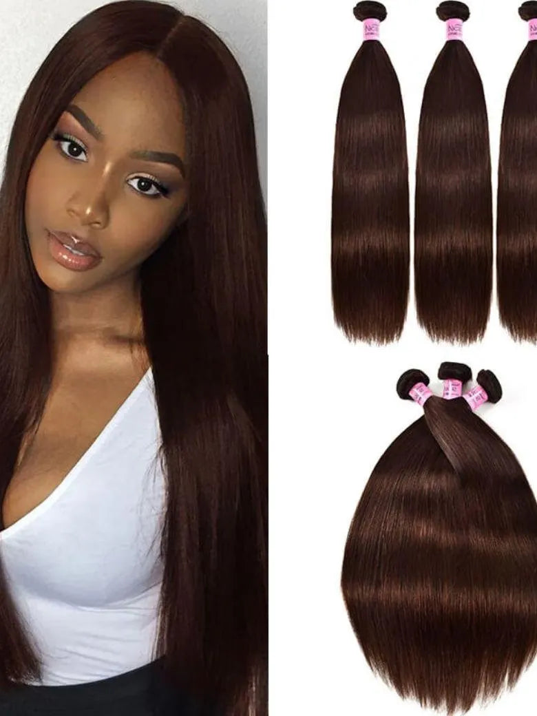 [Three 24" Bundle $129] UNice Hair 3pcs/pack Virgin Straight Hair Bundles Brown Color Double Machine Weft Human Hair for Sale Icenu Series