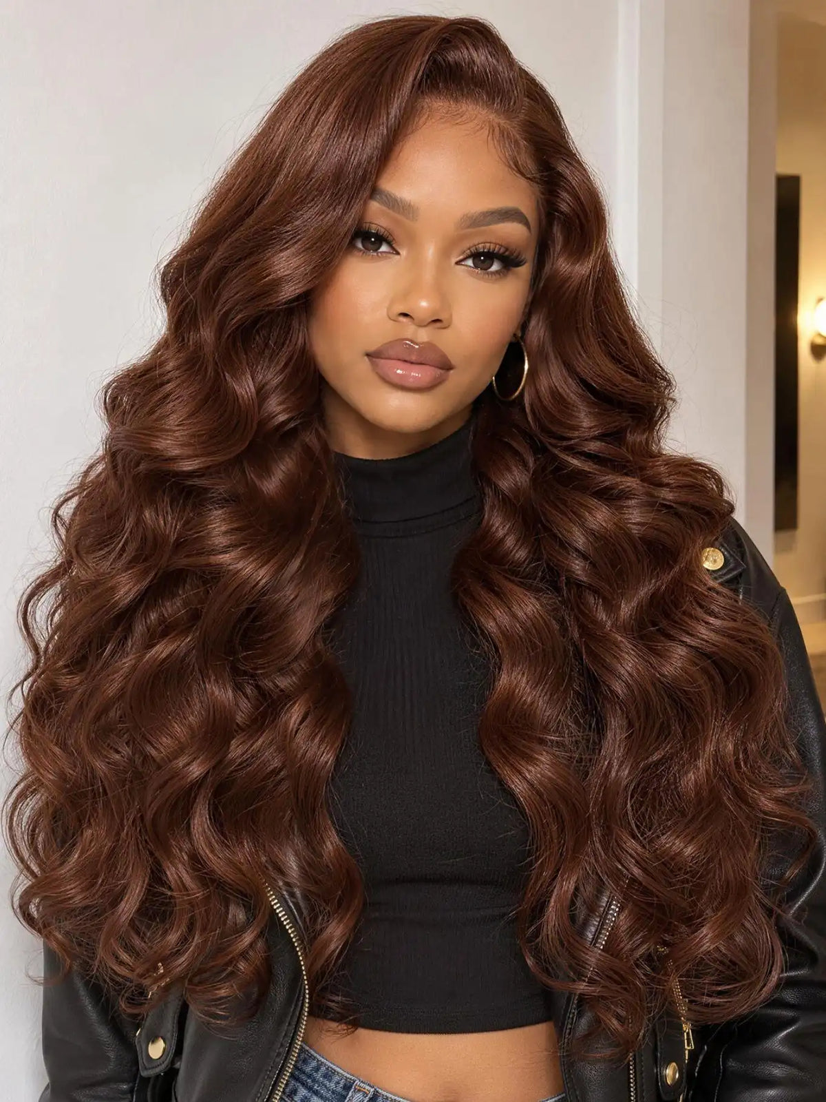 UNice Dark Auburn Brown Side Part Body Wave Bye-Bye Slip™ 7x5 Lace Easy-to-Wear Human Hair Wig