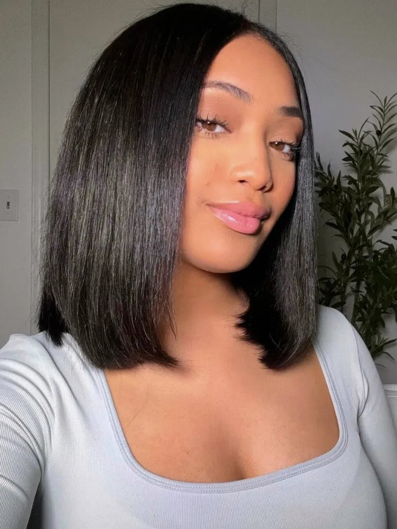 7x5 Bye Bye Slip Put On And Go Easy Daily Style Glueless Lace Bleached Knots Bob Wig 150% Density