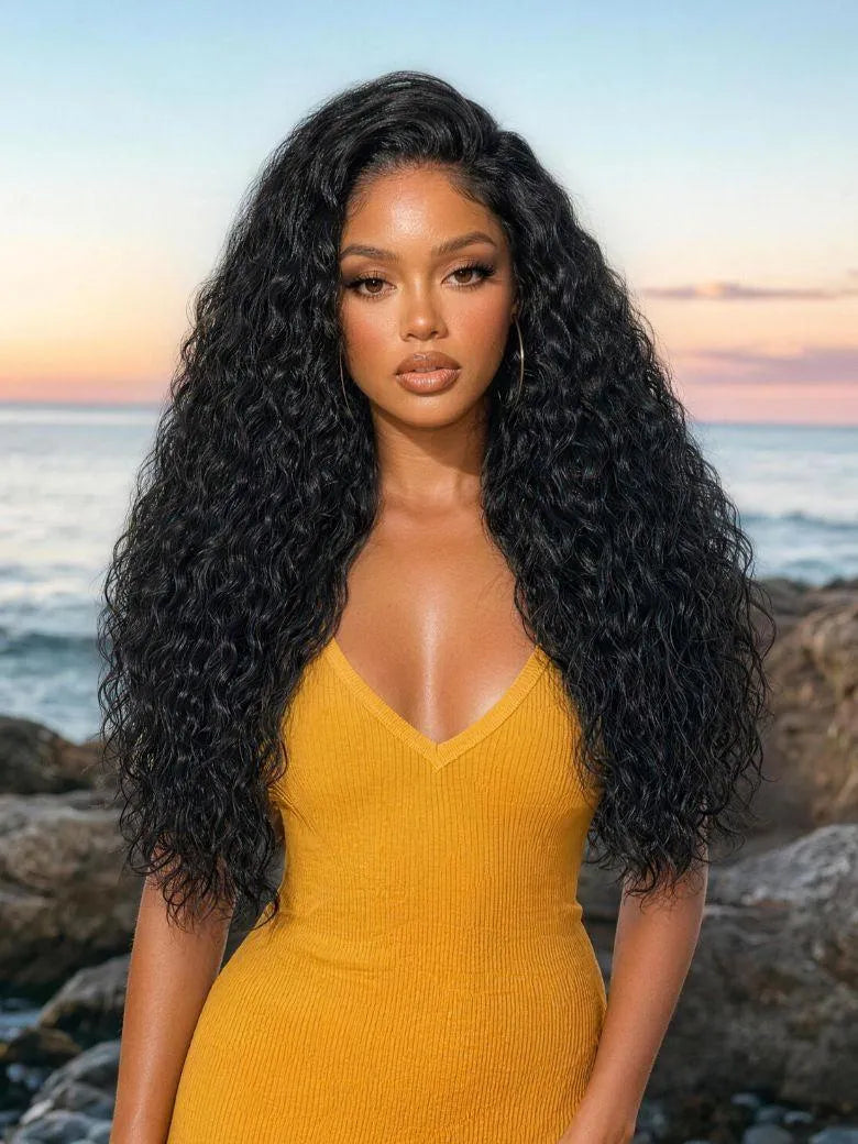 UNice 13x4 Bye Bye Slip™ Lace Frontal Textured Kinky Water Wave Wig with Invisi Drawstring