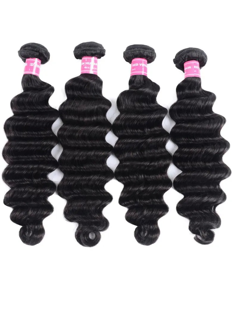 UNice Hair 4pcs Loose Deep Wave Virgin Human Hair Weft