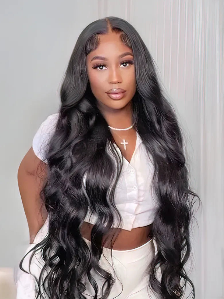 UNice 40 Inch 200% Density Undetectable HD Lace Front Body Wave Human Hair Wig Pre Plucked with Baby Hair